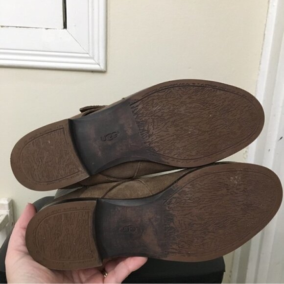 UGG Beige Suede Buckle Cydnee Riding Boots - Picture 9 of 12